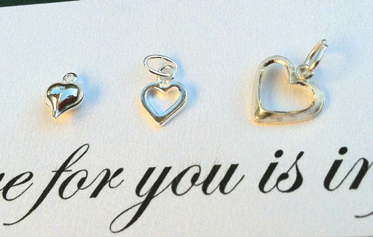 Sterling Silver Heart Charms, Heart Charms, Sterling Hearts, natashaaloha - Natashaaloha, jewelry, bracelets, necklace, keychains, fishing lures, gifts for men, charms, personalized, 