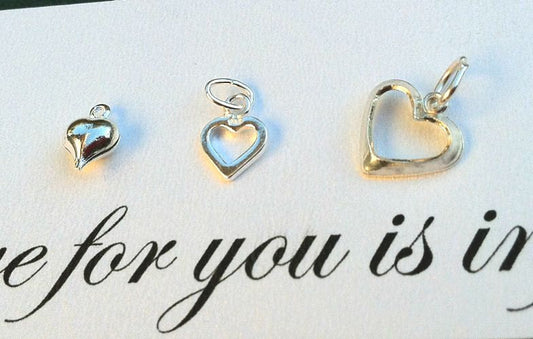 Sterling Silver Heart Charms, Heart Charms, Sterling Hearts, natashaaloha - Natashaaloha, jewelry, bracelets, necklace, keychains, fishing lures, gifts for men, charms, personalized,