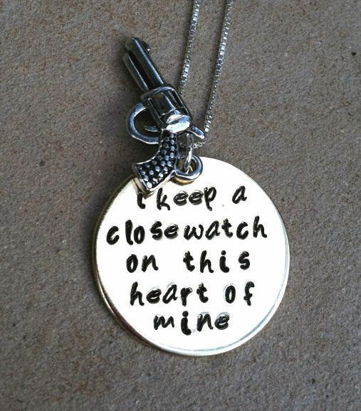 Johnny Cash Jewelry, Johnny Cash Necklace, I Keep A Close Watch, Johnny Cash gold or silver, Personalized Hand Stamped Jewelry - Natashaaloha, jewelry, bracelets, necklace, keychains, fishing lures, gifts for men, charms, personalized, 