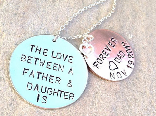 The Love Between A Father And Daughter Is Forever Necklace - Natashaaloha, jewelry, bracelets, necklace, keychains, fishing lures, gifts for men, charms, personalized, 