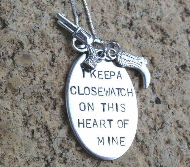 I keep a close watch on this heart of mine, walk the line, johnny cash, cowboy boot necklace, gifts for her, Mothers Day, natashaaloha - Natashaaloha, jewelry, bracelets, necklace, keychains, fishing lures, gifts for men, charms, personalized, 
