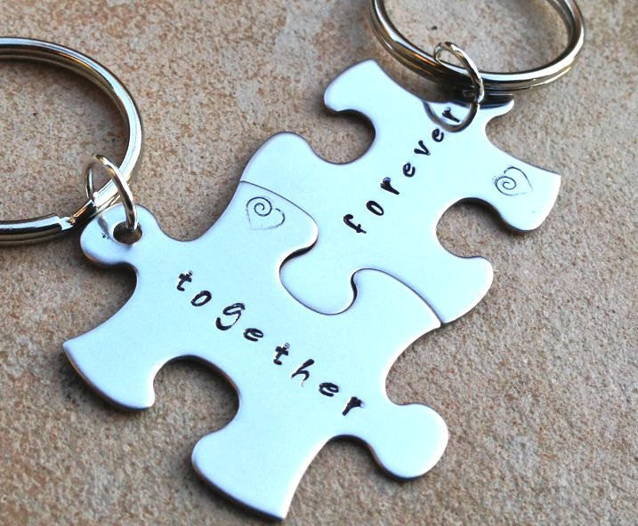 Fathers Day Gift,Puzzle key chains, love key chains, together forever, just married,bride and groom, custom key chains, puzzle, personalized - Natashaaloha, jewelry, bracelets, necklace, keychains, fishing lures, gifts for men, charms, personalized, 