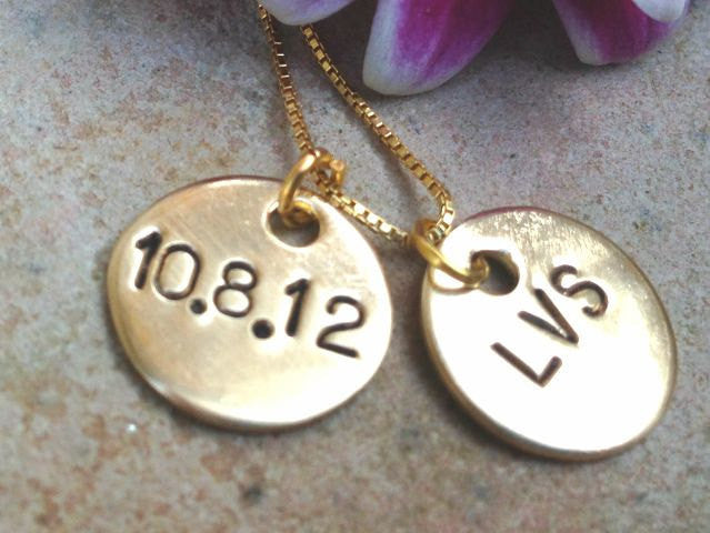 Monogram Necklace, Gold Personalized Necklace, Mothers Necklace, Custom Wedding Necklace, Personalized Gold, Name and Date Necklace - Natashaaloha, jewelry, bracelets, necklace, keychains, fishing lures, gifts for men, charms, personalized, 