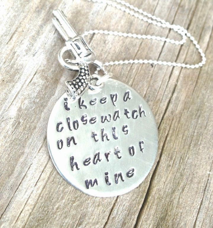johnny cash necklace, i keep a close watch on this heart of mine, Johnny Cash Necklace, hand stamped necklace, natashaaloha - Natashaaloha, jewelry, bracelets, necklace, keychains, fishing lures, gifts for men, charms, personalized, 