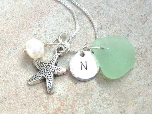 Sea Glass Beach Necklace - Natashaaloha, jewelry, bracelets, necklace, keychains, fishing lures, gifts for men, charms, personalized,