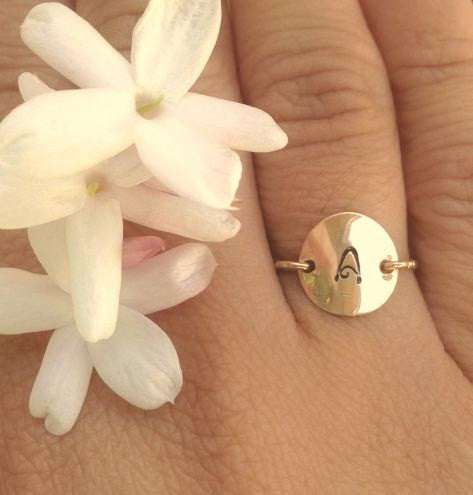 Gold Initial Ring, Christmas Gifts Women, Personalized Rings, Hand Stamped Initial Ring, Daughter Ring, Gold Ring - Natashaaloha, jewelry, bracelets, necklace, keychains, fishing lures, gifts for men, charms, personalized, 