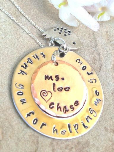 teacher gift, teacher appreciation, thank you for helping me grow, teacher from child, teacher necklace, teacher thank you gift - Natashaaloha, jewelry, bracelets, necklace, keychains, fishing lures, gifts for men, charms, personalized, 