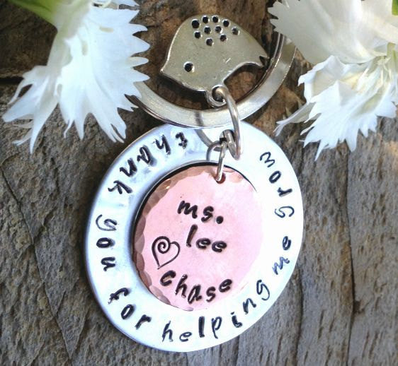 Teacher Gift, teacher gift, teacher appreciation, thank you for helping me grow, teacher key chain, teacher thank you gift - Natashaaloha, jewelry, bracelets, necklace, keychains, fishing lures, gifts for men, charms, personalized, 