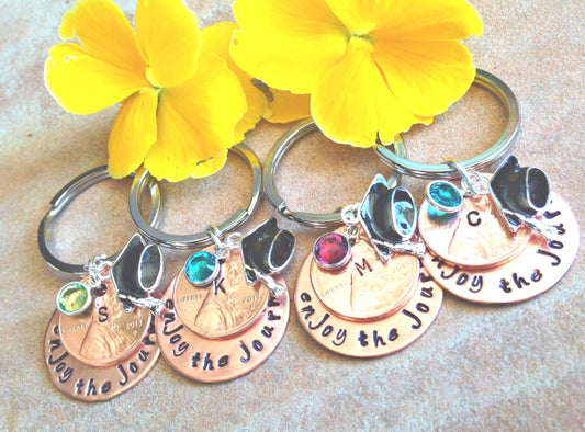 Personalized Graduation Keychains, Natashaaloha - Natashaaloha, jewelry, bracelets, necklace, keychains, fishing lures, gifts for men, charms, personalized,