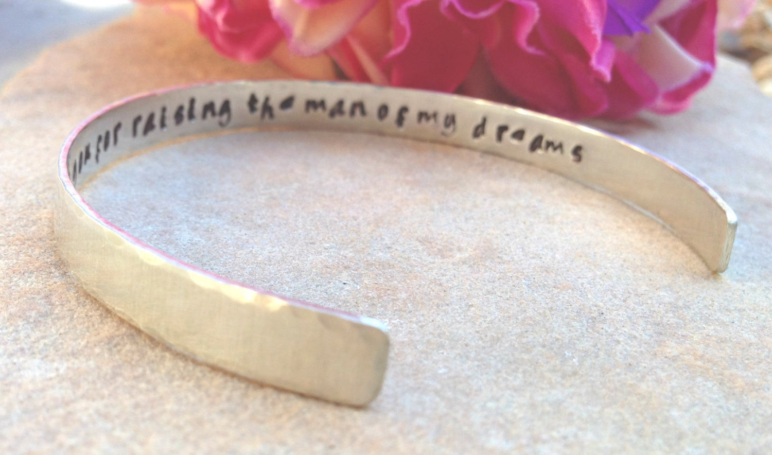 thank you for raising the man of my dreams, mother of the groom, sterling silver bracelet, secret message bracelet, cuff, personalized gift - Natashaaloha, jewelry, bracelets, necklace, keychains, fishing lures, gifts for men, charms, personalized, 