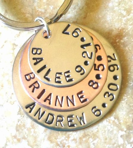 Father Keychain, Hand Stamped Personalized Dad Keychain, Christmas For Dad - Natashaaloha, jewelry, bracelets, necklace, keychains, fishing lures, gifts for men, charms, personalized, 