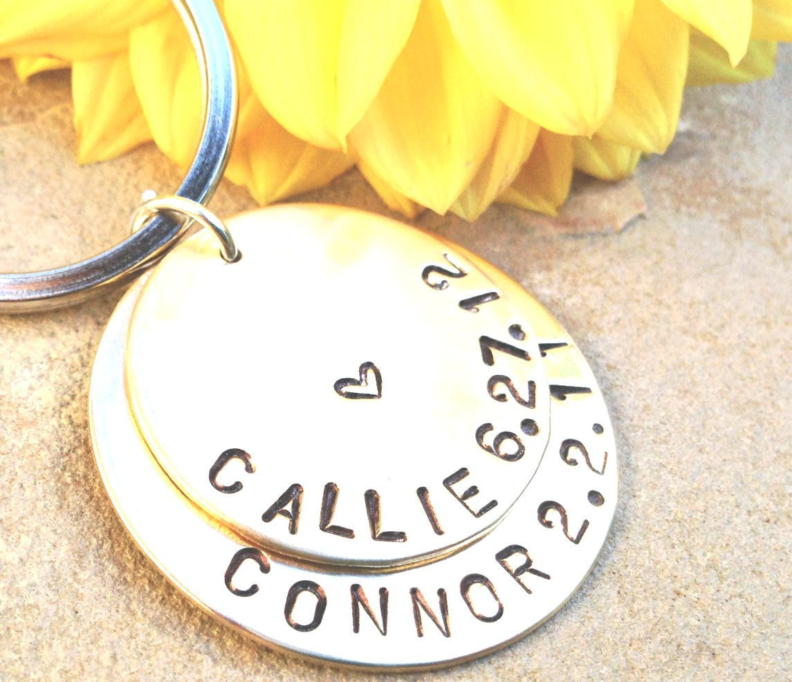 Personalized Keychains, New Dad Keychain, New Father Gift - Natashaaloha, jewelry, bracelets, necklace, keychains, fishing lures, gifts for men, charms, personalized, 