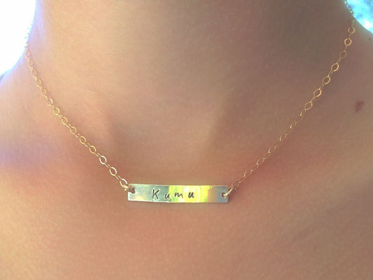 Monogram Necklace, Gold Bar Name Necklace, Christmas Gifts Mom - Natashaaloha, jewelry, bracelets, necklace, keychains, fishing lures, gifts for men, charms, personalized,