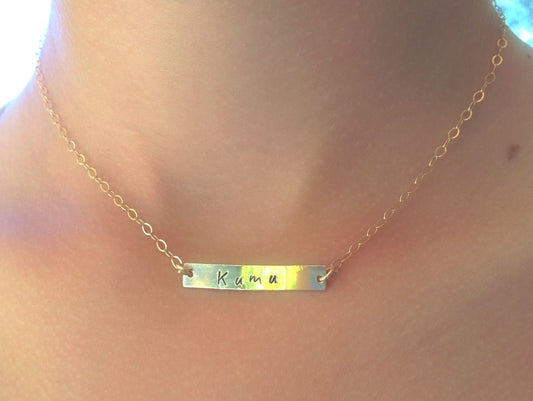 Personalized Gold Bar Necklace, Valentine Gifts Mom, Mothers Day, Monogram Necklace, Initial Bar Necklace, Name Necklace,natashaaloha - Natashaaloha, jewelry, bracelets, necklace, keychains, fishing lures, gifts for men, charms, personalized, 