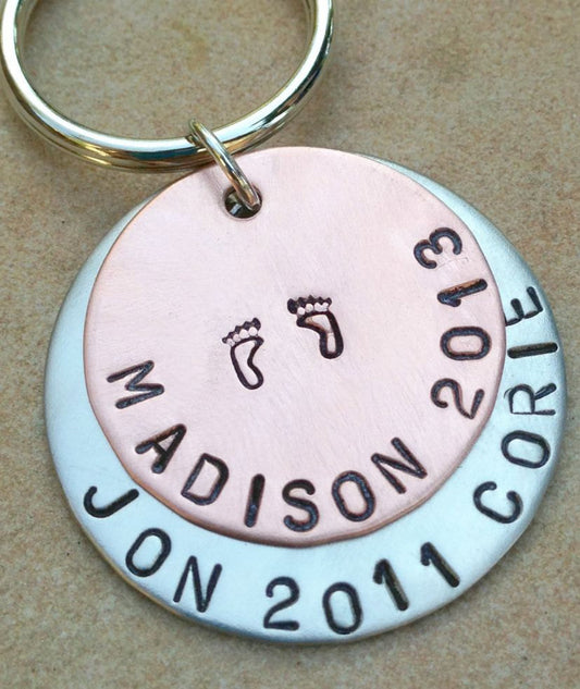 Personalized Keychains, New Dad Keychain, New Father Gift - Natashaaloha, jewelry, bracelets, necklace, keychains, fishing lures, gifts for men, charms, personalized,