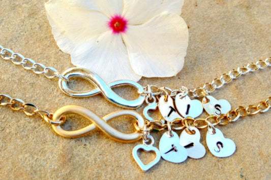 infinity, personalized infinity bracelet anklet,Infinity Bracelet, mom and daughter, initial Bracelet, Sister Bracelets, bridal jewelry - Natashaaloha, jewelry, bracelets, necklace, keychains, fishing lures, gifts for men, charms, personalized, 