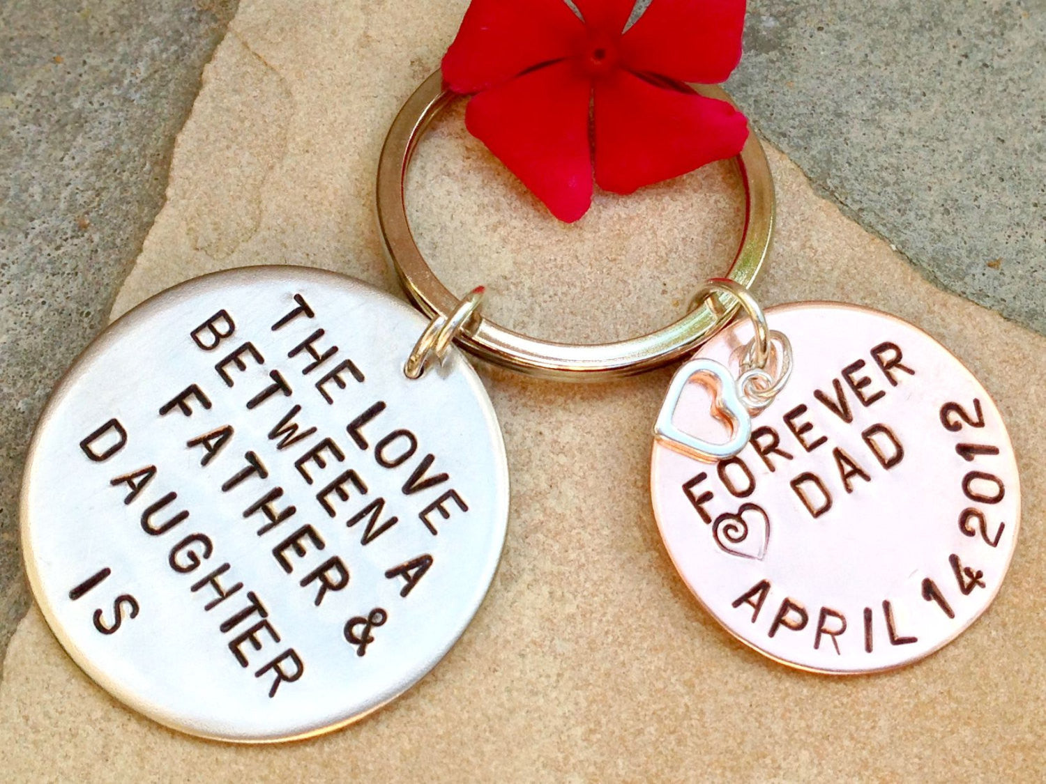 the love between a father and daughter is forever, Personalized Keychains, father daughter,gifts from dad, gifts to daughter,alohanatasha - Natashaaloha, jewelry, bracelets, necklace, keychains, fishing lures, gifts for men, charms, personalized, 