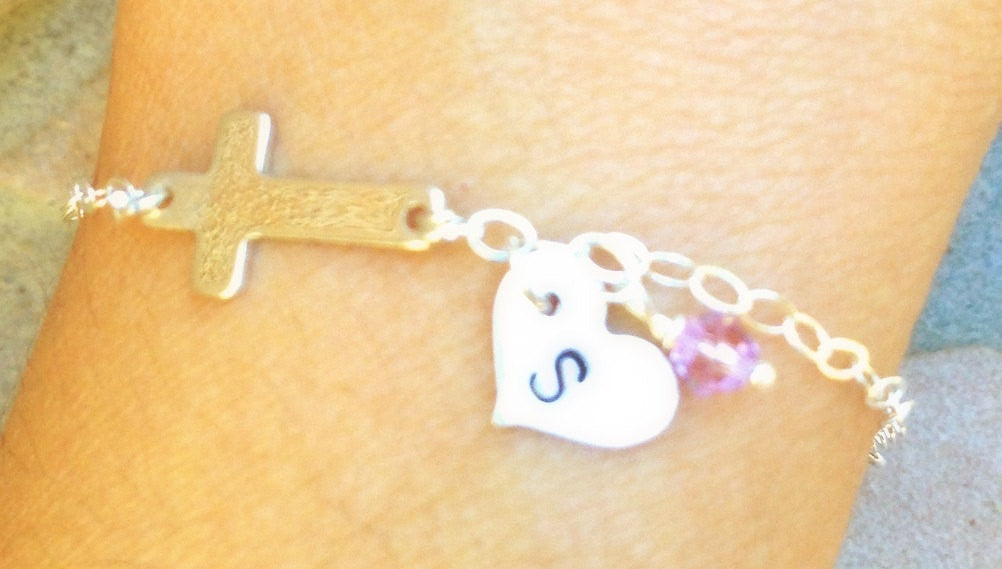 cross bracelet, initial bracelet,childrens bracelet, first communion, cross jewelry, baby bracelet, babies first bracelet - Natashaaloha, jewelry, bracelets, necklace, keychains, fishing lures, gifts for men, charms, personalized, 