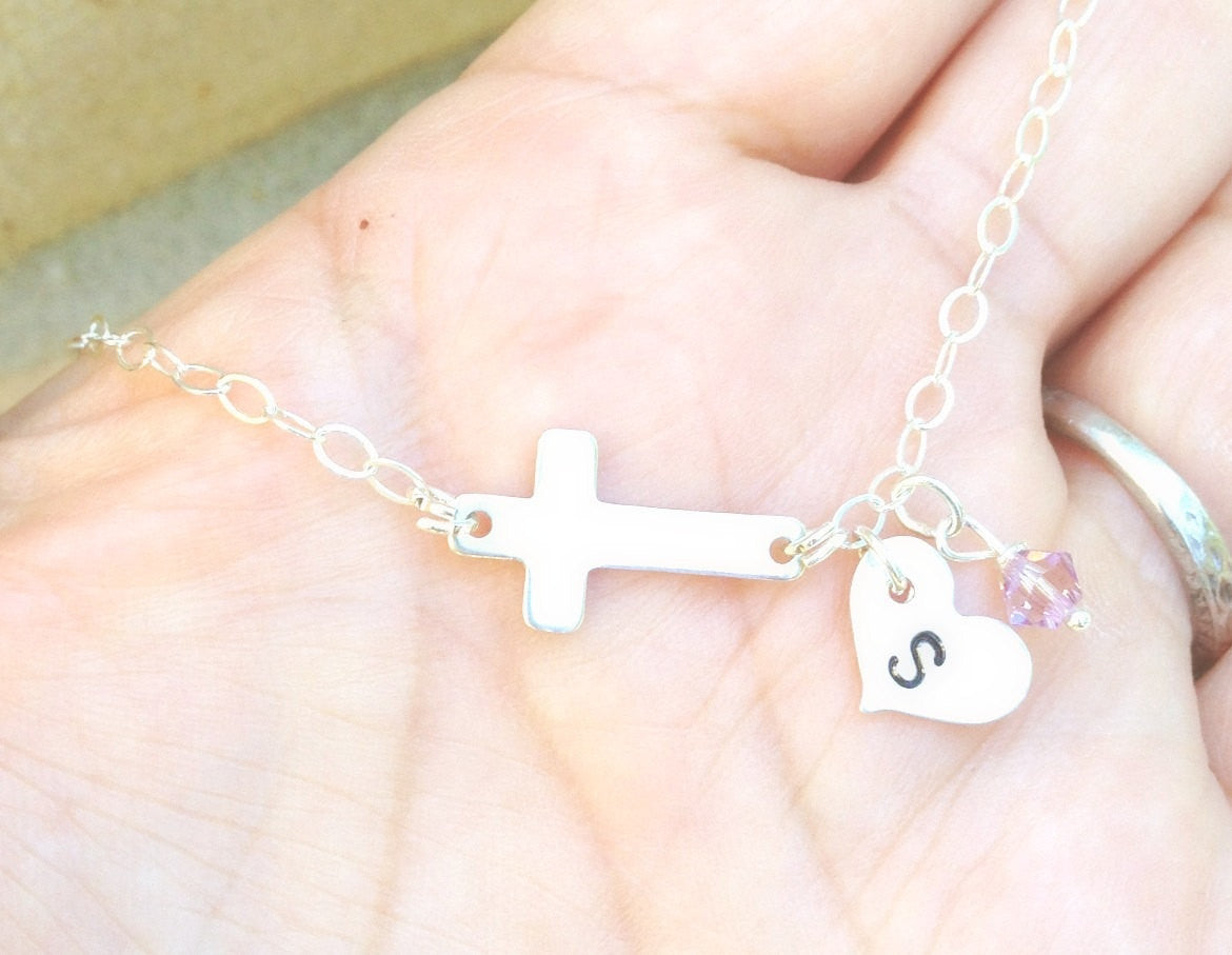 Amazon.com: Baby or Girl's Personalized 14K Gold-Plated Cross Bracelet with  Heart Charm, First Communion Gift, Baptism, Christening Custom Engraved  Jewelry with Name (6-6.5 Inches): Clothing, Shoes & Jewelry