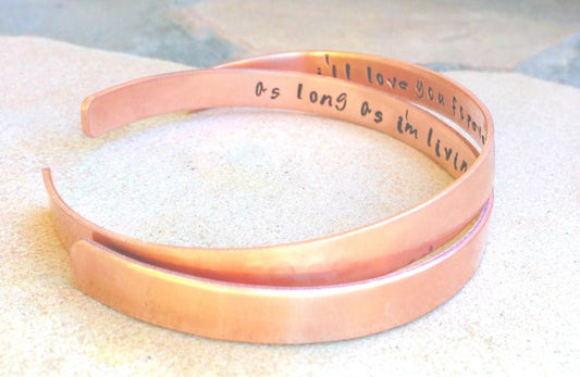 cuff, cuff bracelet, I'll love you forever ill like you for always, forever my baby you'll be, Mothers Day, mother daughter bracelet - Natashaaloha, jewelry, bracelets, necklace, keychains, fishing lures, gifts for men, charms, personalized,