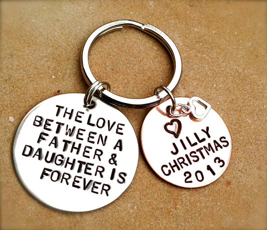 the love between a father and daughter is forever, Personalized Keychains, father daughter,gifts from dad, gifts to daughter,alohanatasha - Natashaaloha, jewelry, bracelets, necklace, keychains, fishing lures, gifts for men, charms, personalized,