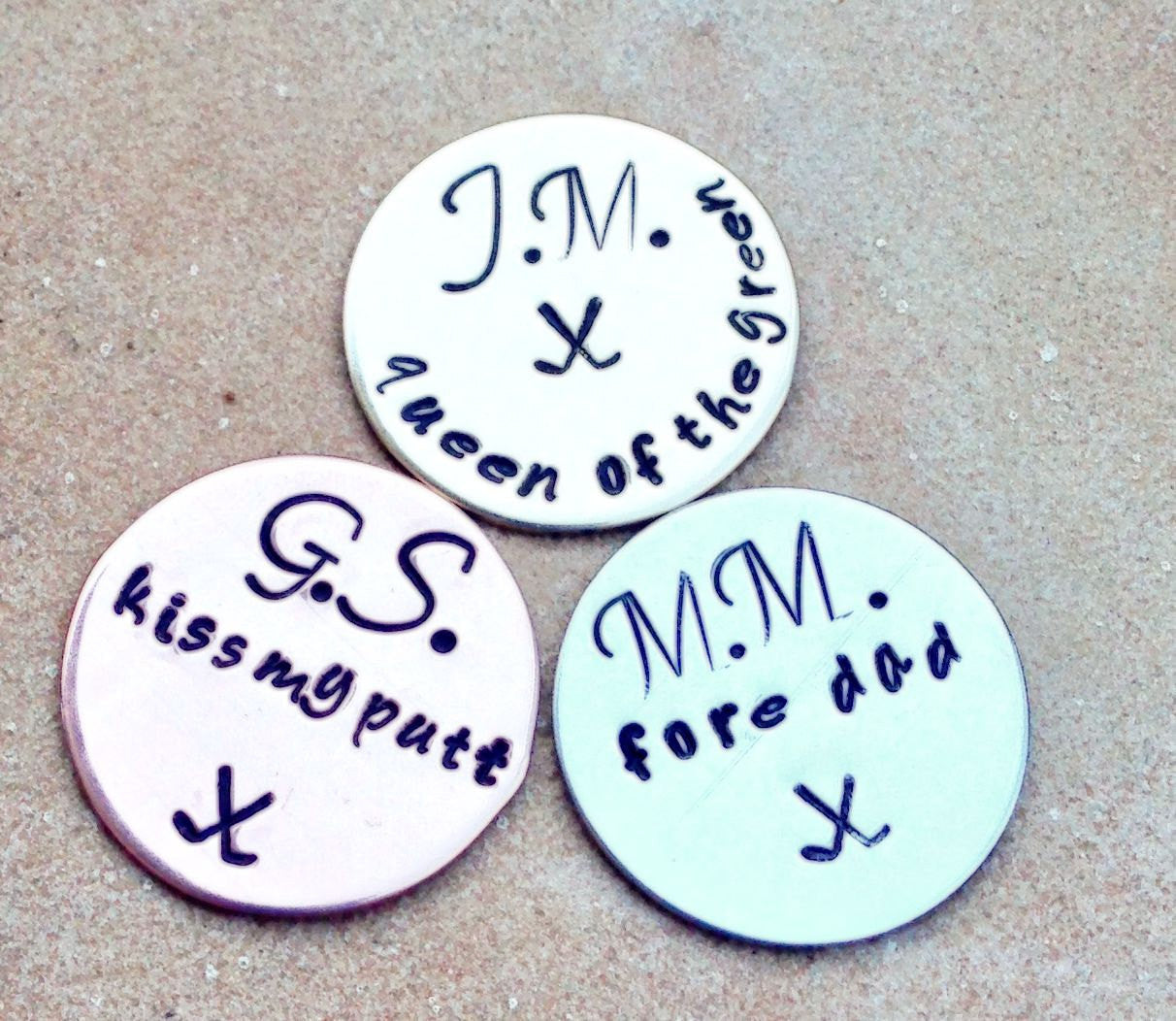 golf markers, Fathers Day Gift, gifts for dad, fore dad, kiss my putt, golf, golf gifts, Mothers Day, personalized gifts - Natashaaloha, jewelry, bracelets, necklace, keychains, fishing lures, gifts for men, charms, personalized, 