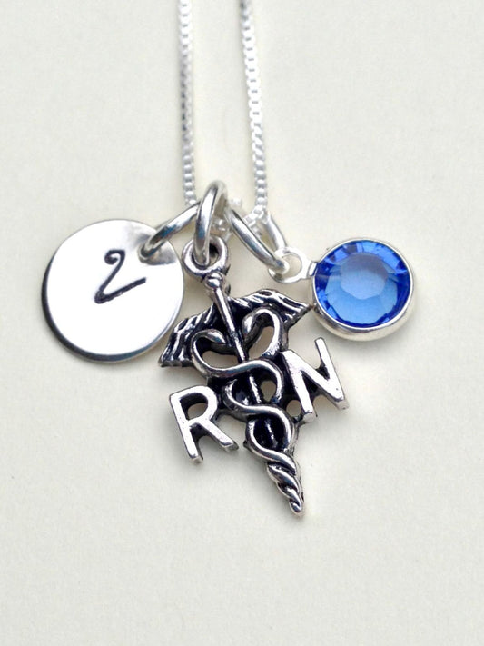 nurse necklace, gifts for nurses, nurse gift, RN necklace, initial necklace, personalized neckalce, gifts for her, mothers day, necklace - Natashaaloha, jewelry, bracelets, necklace, keychains, fishing lures, gifts for men, charms, personalized, 