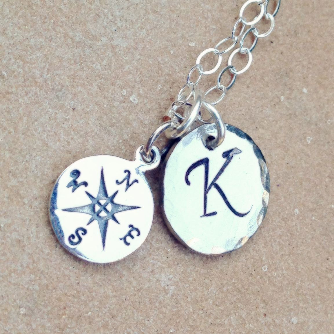 Personalized Compass Necklace - Natashaaloha, jewelry, bracelets, necklace, keychains, fishing lures, gifts for men, charms, personalized, 