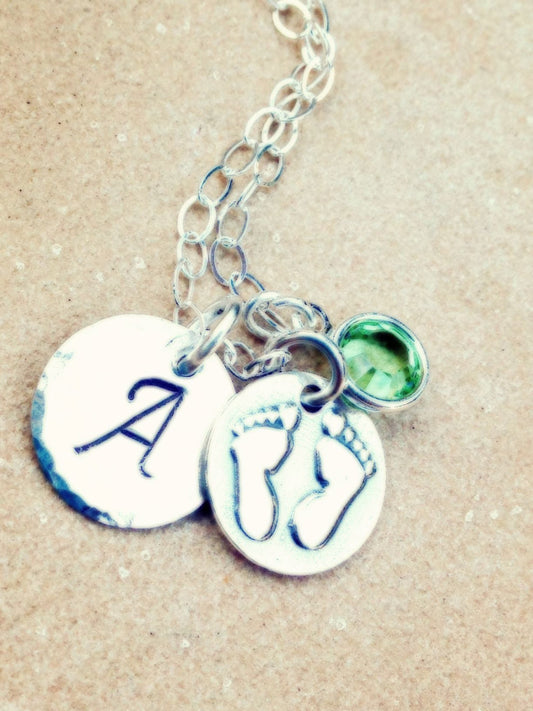 New Mom Gifts, Mommy Necklace, New Baby Gift, Personalized Hand Stamped Necklace, Baby Necklace, Mothers Day Gift, natashaaloha - Natashaaloha, jewelry, bracelets, necklace, keychains, fishing lures, gifts for men, charms, personalized,