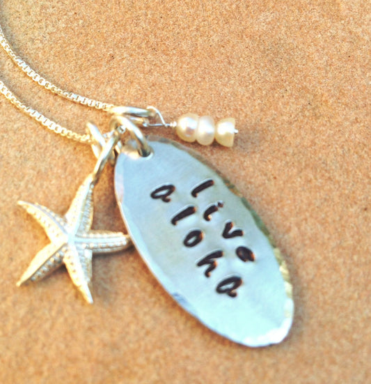 Live Aloha Necklace ,Hawaiian necklace, Natashaaloha - Natashaaloha, jewelry, bracelets, necklace, keychains, fishing lures, gifts for men, charms, personalized,