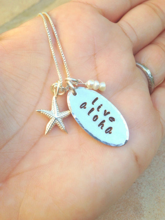 Live Aloha Necklace ,Hawaiian necklace, Natashaaloha - Natashaaloha, jewelry, bracelets, necklace, keychains, fishing lures, gifts for men, charms, personalized, 