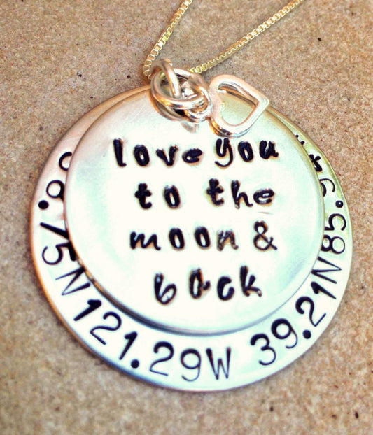 Love You To The Moon And Back Coordinate Necklace - Natashaaloha, jewelry, bracelets, necklace, keychains, fishing lures, gifts for men, charms, personalized,