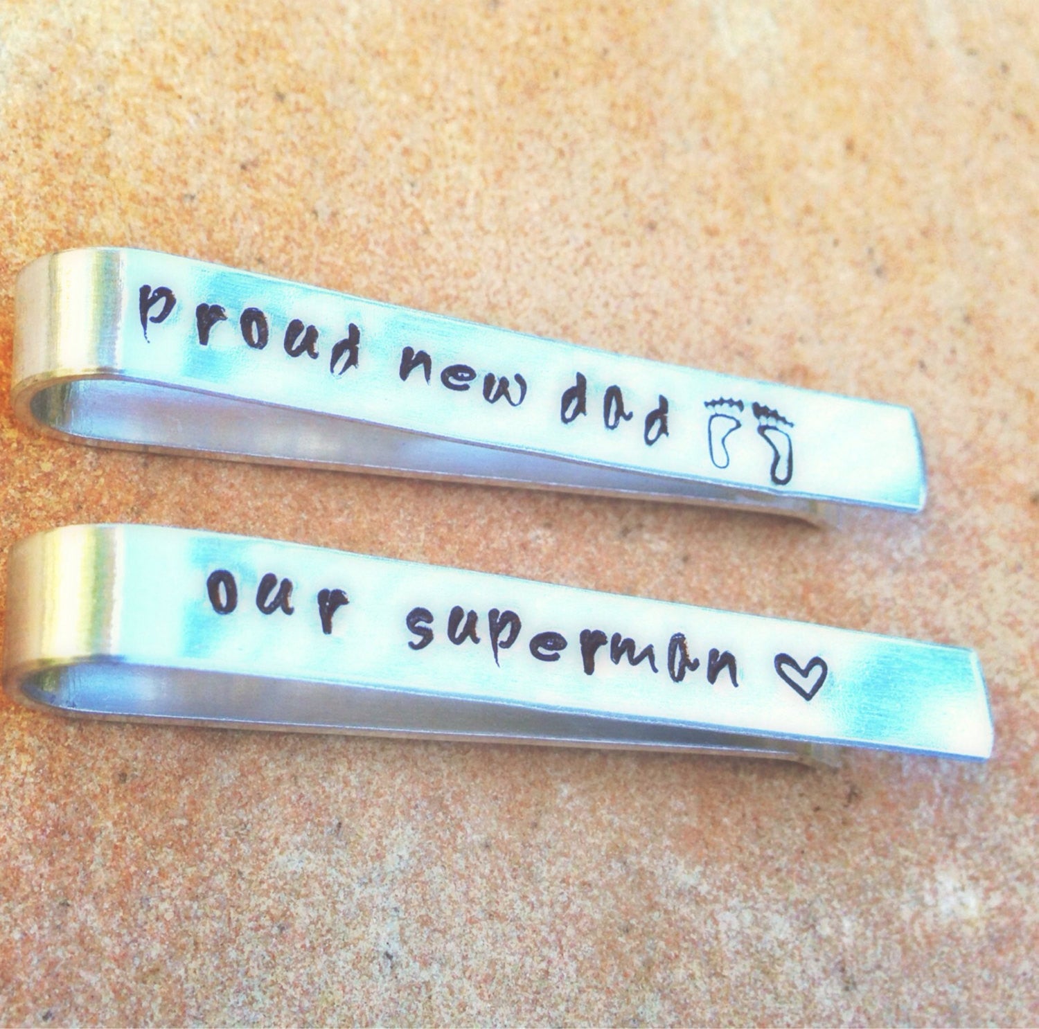Tie Bar, Boyfriend Gift,Personalized Tie Bar,Groomsmen Gifts, Hand Stamped Tie Bars, natashaaloha - Natashaaloha, jewelry, bracelets, necklace, keychains, fishing lures, gifts for men, charms, personalized, 