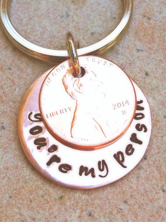 You're My Person Penny Keychain - Natashaaloha, jewelry, bracelets, necklace, keychains, fishing lures, gifts for men, charms, personalized,