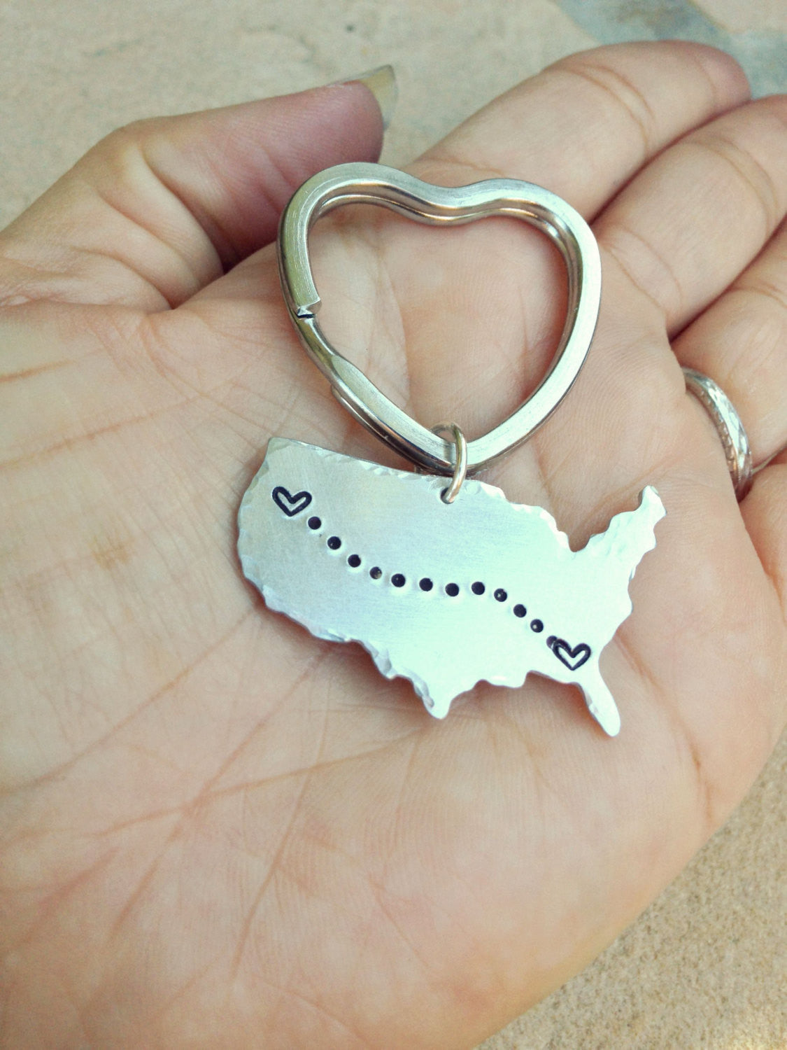 United States Keychain, Long Distance  Keychain, Couples Keychain, Best Friends Keychain, Personalized Keychain, Boyfriend Gift - Natashaaloha, jewelry, bracelets, necklace, keychains, fishing lures, gifts for men, charms, personalized, 