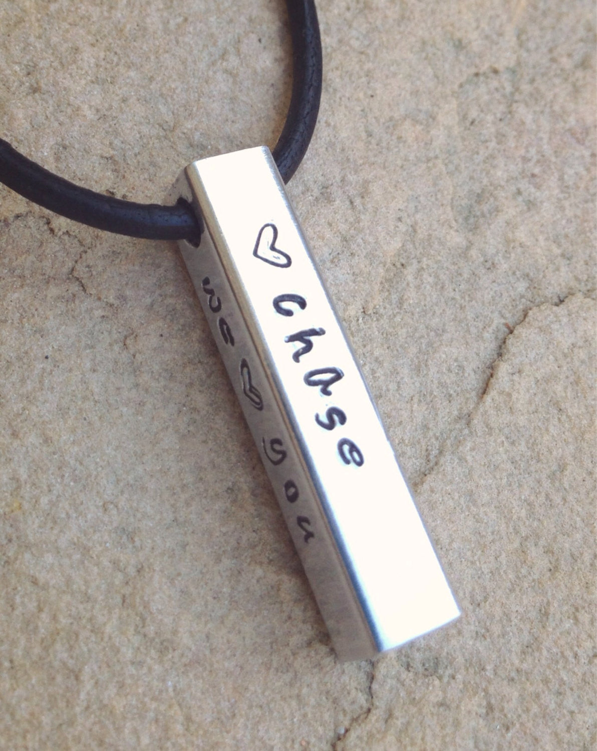 Mens Personalized Bar Necklace, Fathers Day Gift, Dad Necklace, Hand Stamped Bar Necklace, Mens Personalized Necklace, Gifts for Men - Natashaaloha, jewelry, bracelets, necklace, keychains, fishing lures, gifts for men, charms, personalized, 