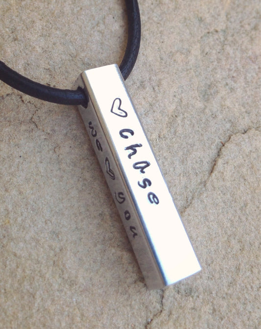 Mens Personalized Bar Necklace, Fathers Day Gift, Dad Necklace, Boyfriend Gift, Four Sided Bar Necklace, Mens Personalized Necklac - Natashaaloha, jewelry, bracelets, necklace, keychains, fishing lures, gifts for men, charms, personalized,