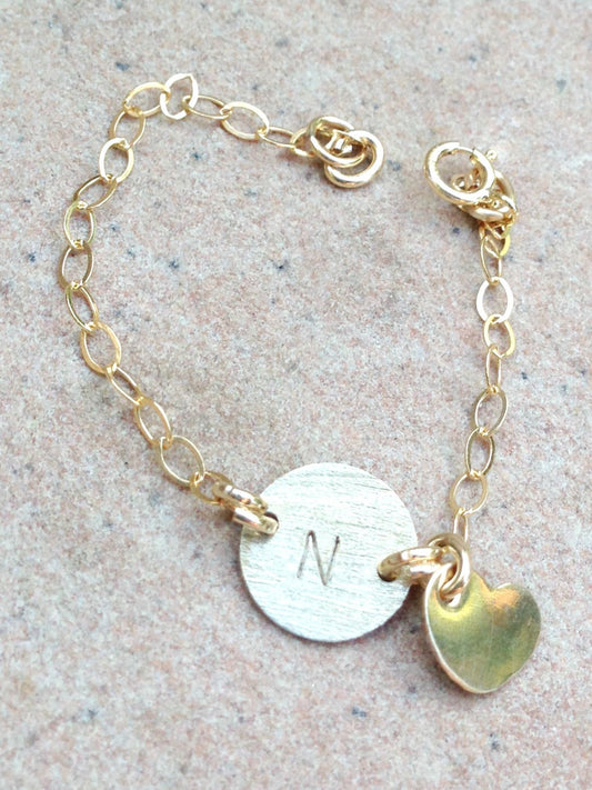 Personalized Initial Bracelet, Baby Bracelet, Mother Daughter Bracelets, Gold Bracelet, natashaloha - Natashaaloha, jewelry, bracelets, necklace, keychains, fishing lures, gifts for men, charms, personalized, 