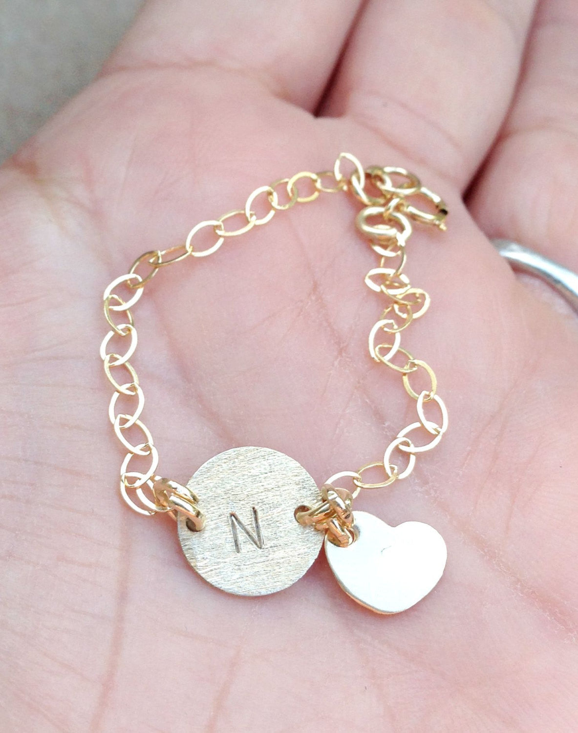 Personalized Initial Bracelet, Baby Bracelet, Mother Daughter Bracelets, Gold Bracelet, natashaloha - Natashaaloha, jewelry, bracelets, necklace, keychains, fishing lures, gifts for men, charms, personalized, 