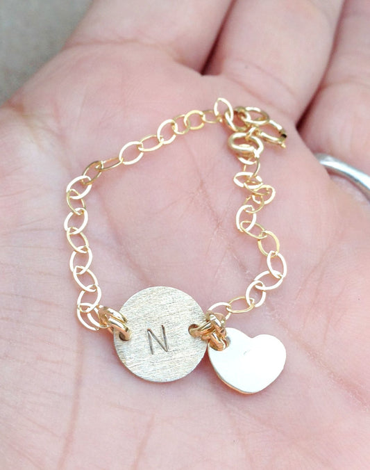 Personalized Initial Bracelet, Baby Bracelet, Mother Daughter Bracelets, Gold Bracelet, natashaloha - Natashaaloha, jewelry, bracelets, necklace, keychains, fishing lures, gifts for men, charms, personalized,