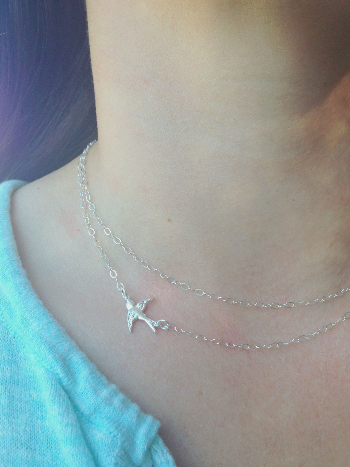 Sideways Cross Necklace, Sideways Swallow Necklace, Sparrow Necklace,Layered Necklace, Cross Necklace, Swallow - Natashaaloha, jewelry, bracelets, necklace, keychains, fishing lures, gifts for men, charms, personalized, 