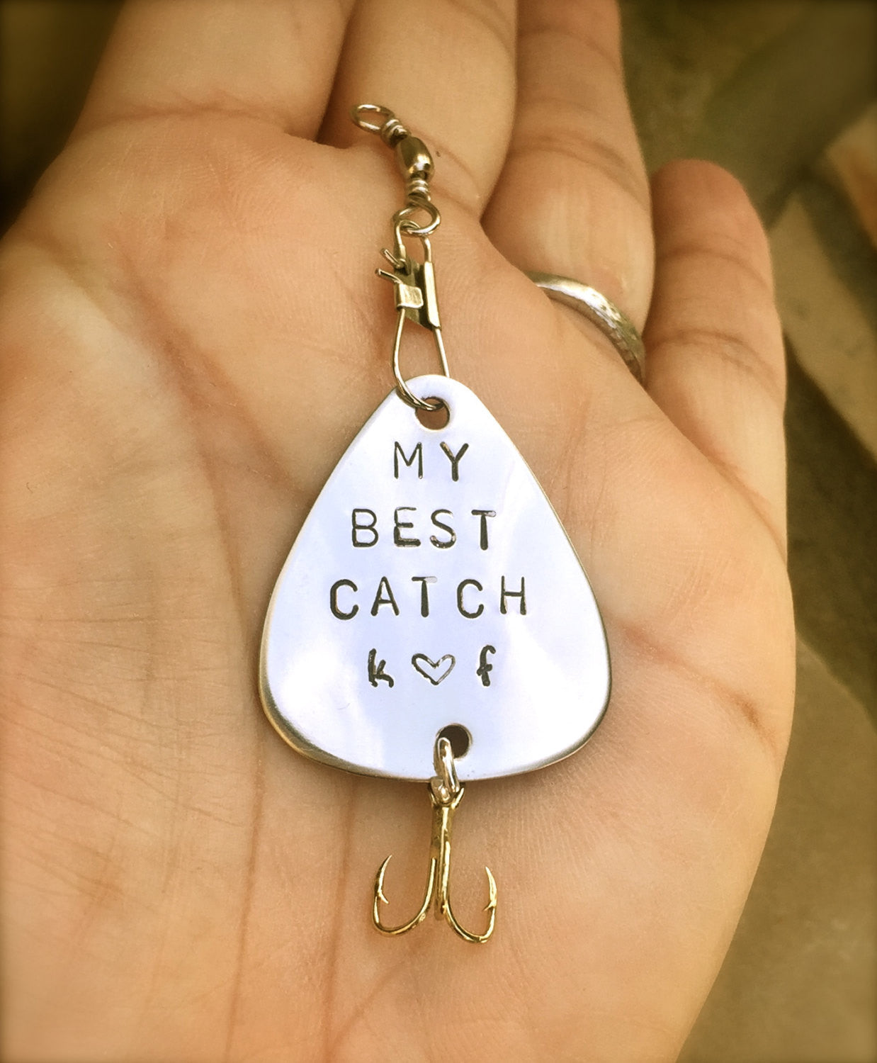 Happy Father's Day, Fishing Lure Keychain, For Him, Boyfriend Gift, Personalized Fishing Lure, Hand Stamped Fishing Lure,natashaaloha - Natashaaloha, jewelry, bracelets, necklace, keychains, fishing lures, gifts for men, charms, personalized, 