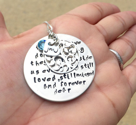 memorial necklace, rememberance necklace, natashaaloha, tree of life necklace, lyrics necklace, memorial quote necklace, hand stamped - Natashaaloha, jewelry, bracelets, necklace, keychains, fishing lures, gifts for men, charms, personalized,