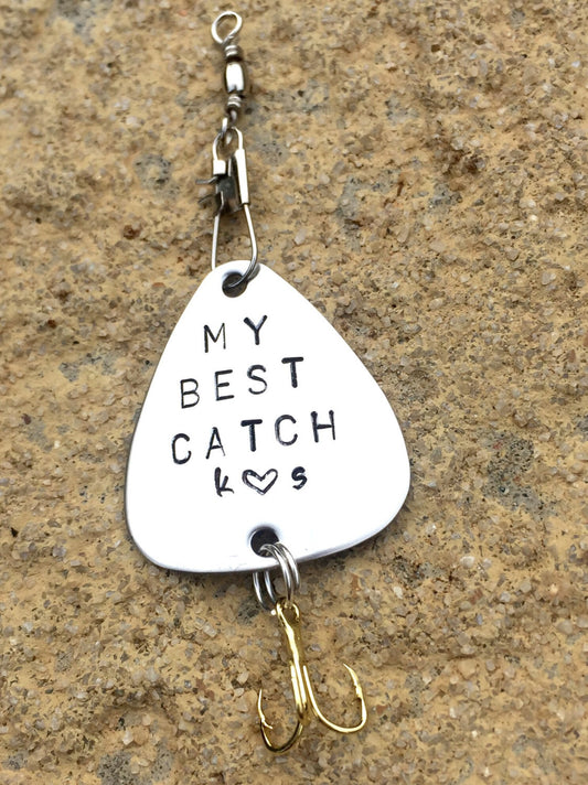 Fishing Lure,Boyfriend Gift, Personalized Fishing Lure, Hand Stamped Fishing Lure,Custom Lures, Father Gift - Natashaaloha, jewelry, bracelets, necklace, keychains, fishing lures, gifts for men, charms, personalized,