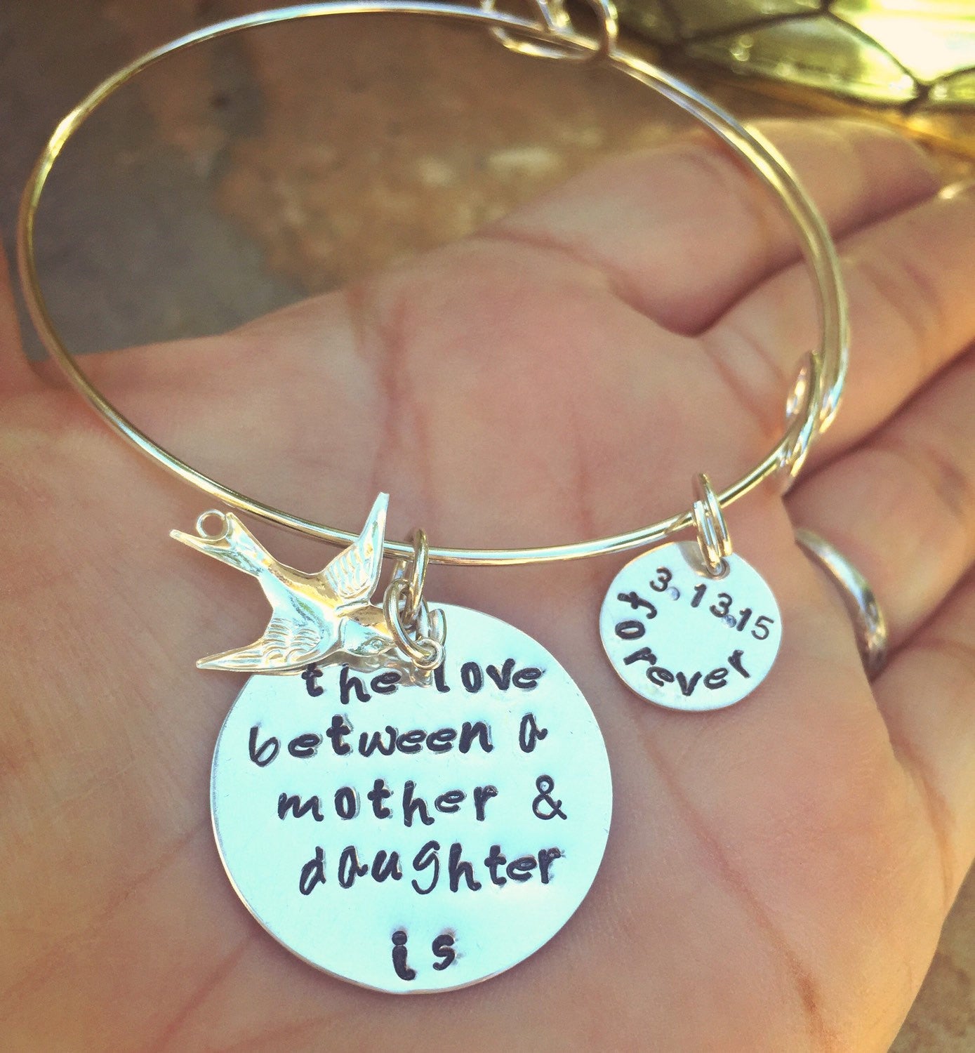 The Love Between A Mother And Daughter Is Forever Bangle - Natashaaloha, jewelry, bracelets, necklace, keychains, fishing lures, gifts for men, charms, personalized, 