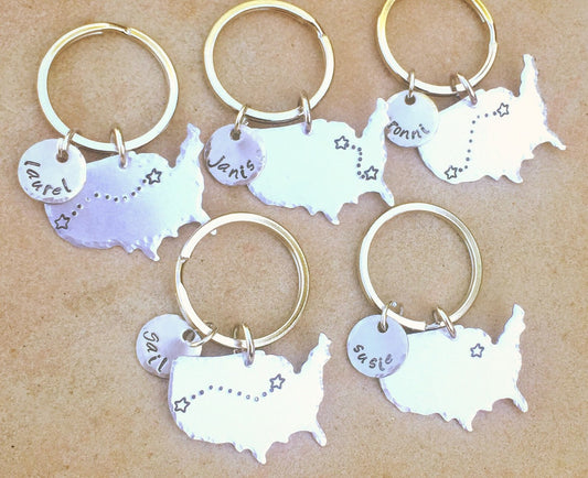 United States Keychain, Family Reunion, Graduation Gift, Long Distance Gifts, High School Reunion Gift, Reunion Gifts, Keychains - Natashaaloha, jewelry, bracelets, necklace, keychains, fishing lures, gifts for men, charms, personalized,
