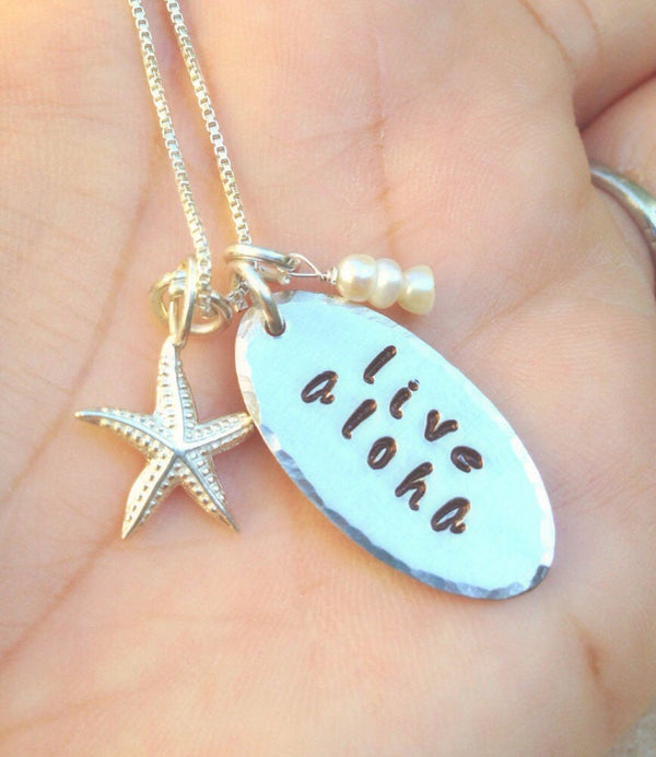 Live Aloha Necklace, Hawaiian Jewelry, Natashaaloha Jewelry, Hawaiian Necklace, Halau Necklace - Natashaaloha, jewelry, bracelets, necklace, keychains, fishing lures, gifts for men, charms, personalized, 