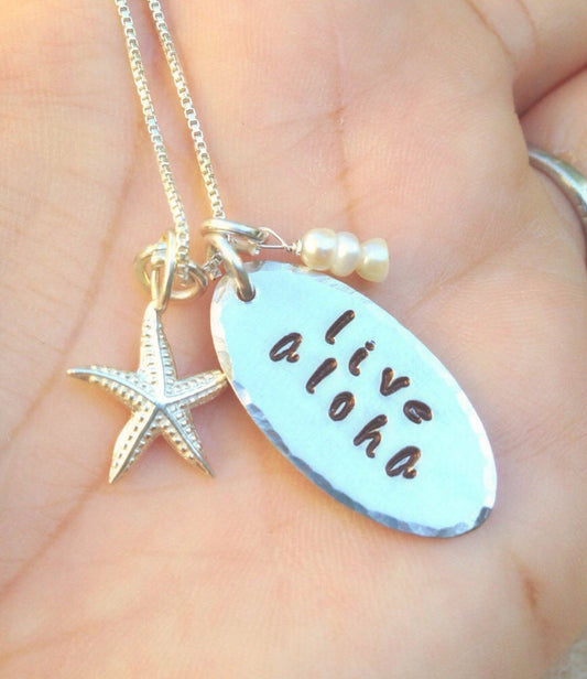 Live Aloha Necklace, Hawaiian necklace by Natashaaloha - Natashaaloha, jewelry, bracelets, necklace, keychains, fishing lures, gifts for men, charms, personalized, 