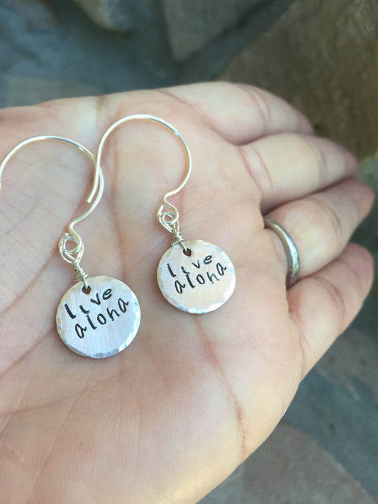 Live Aloha Earrings, Hawaiian Jewelry, Hawaiian Earrings, Natashaaloha - Natashaaloha, jewelry, bracelets, necklace, keychains, fishing lures, gifts for men, charms, personalized, 