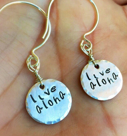 Live Aloha Earrings, Hawaiian Jewelry, Hawaiian Earrings, Natashaaloha - Natashaaloha, jewelry, bracelets, necklace, keychains, fishing lures, gifts for men, charms, personalized,
